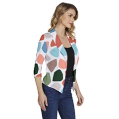 Women s Draped Front 3/4 Sleeve Shawl Collar Jacket 