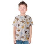 Seamless Dino Pattern Kids  Cotton T-Shirt