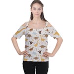 Seamless Dino Pattern Cutout Shoulder T-Shirt