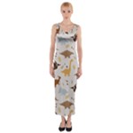 Seamless Dino Pattern Fitted Maxi Dress