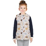 Seamless Dino Pattern Kids  Hooded Puffer Vest