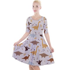 Quarter Sleeve A-Line Dress 