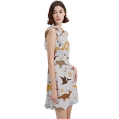 Cocktail Party Halter Sleeveless Dress With Pockets 