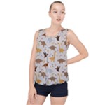 Seamless Dino Pattern Bubble Hem Chiffon Tank Top