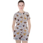 Seamless Dino Pattern Women s T-Shirt and Shorts Set