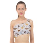 Seamless Dino Pattern Spliced Up Bikini Top 