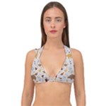 Seamless Dino Pattern Double Strap Halter Bikini Top