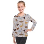 Seamless Dino Pattern Kids  Long Mesh T-Shirt