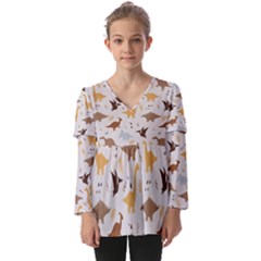 Kids  V Neck Casual Top 