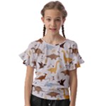 Seamless Dino Pattern Kids  Cut Out Flutter Sleeves