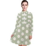 Polk Dots Seamless Pattern Long Sleeve Chiffon Shirt Dress