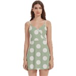 Polk Dots Seamless Pattern Body Wrap Sleeveless V-Neck Mini Dress