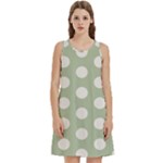 Polk Dots Seamless Pattern Round Neck Sleeve Casual Dress With Pockets