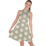 Polk Dots Seamless Pattern Sleeveless Halter Neck A-Line Dress