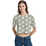 Polk Dots Seamless Pattern Women s Round Neck Short Sleeve Crop Top