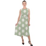 Polk Dots Seamless Pattern Midi Tie-Back Chiffon Dress