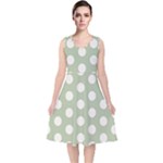 Polk Dots Seamless Pattern V-Neck Midi Sleeveless Dress 