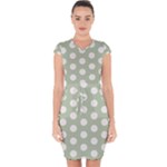 Polk Dots Seamless Pattern Capsleeve Drawstring Dress 