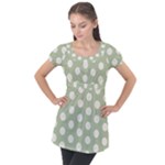 Polk Dots Seamless Pattern Puff Sleeve Tunic Top