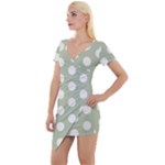 Polk Dots Seamless Pattern Short Sleeve Asymmetric Mini Dress