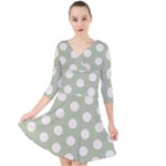 Polk Dots Seamless Pattern Quarter Sleeve Front Wrap Dress