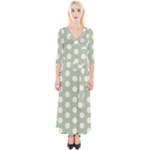 Polk Dots Seamless Pattern Quarter Sleeve Wrap Maxi Dress