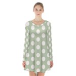 Polk Dots Seamless Pattern Long Sleeve Velvet V-neck Dress