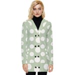 Polk Dots Seamless Pattern Button Up Hooded Coat 