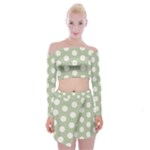 Polk Dots Seamless Pattern Off Shoulder Top with Mini Skirt Set