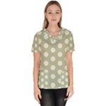 Polk Dots Seamless Pattern Women s V-Neck Scrub Top