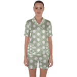 Polk Dots Seamless Pattern Satin Short Sleeve Pajamas Set