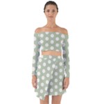 Polk Dots Seamless Pattern Off Shoulder Top with Skirt Set