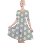 Polk Dots Seamless Pattern Quarter Sleeve A-Line Dress With Pockets