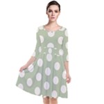 Polk Dots Seamless Pattern Quarter Sleeve Waist Band Dress