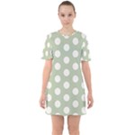 Polk Dots Seamless Pattern Sixties Short Sleeve Mini Dress