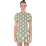 Polk Dots Seamless Pattern Drop Hem Mini Chiffon Dress