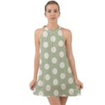 Polk Dots Seamless Pattern Halter Tie Back Chiffon Dress