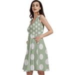 Polk Dots Seamless Pattern Sleeveless V-Neck Skater Dress with Pockets