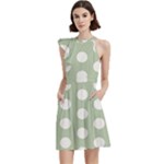 Polk Dots Seamless Pattern Cocktail Party Halter Sleeveless Dress With Pockets