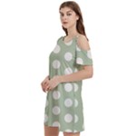 Polk Dots Seamless Pattern Women s Cold Shoulder Round Neck Mini Dress