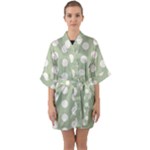 Polk Dots Seamless Pattern Half Sleeve Satin Kimono 