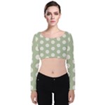 Polk Dots Seamless Pattern Velvet Long Sleeve Crop Top