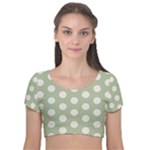 Polk Dots Seamless Pattern Velvet Short Sleeve Crop Top 