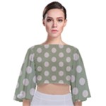 Polk Dots Seamless Pattern Tie Back Butterfly Sleeve Chiffon Top