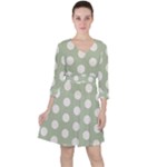 Polk Dots Seamless Pattern Quarter Sleeve Ruffle Waist Dress