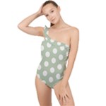 Polk Dots Seamless Pattern Frilly One Shoulder Swimsuit