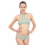 Polk Dots Seamless Pattern High Neck Bikini Set