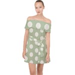 Polk Dots Seamless Pattern Off Shoulder Chiffon Dress