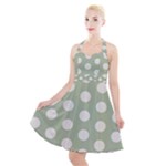 Polk Dots Seamless Pattern Halter Party Swing Dress 