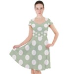 Polk Dots Seamless Pattern Cap Sleeve Midi Dress With Pockets